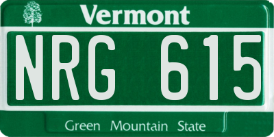VT license plate NRG615