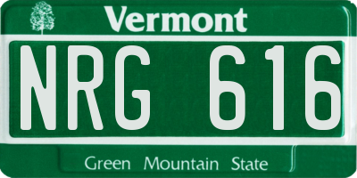VT license plate NRG616