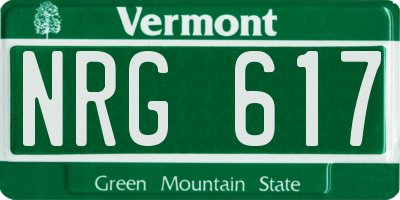 VT license plate NRG617