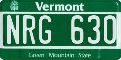 VT license plate NRG630