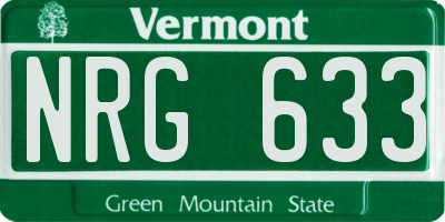 VT license plate NRG633