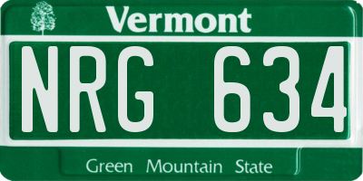 VT license plate NRG634