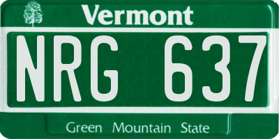 VT license plate NRG637