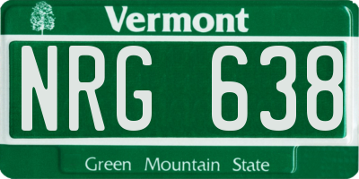 VT license plate NRG638