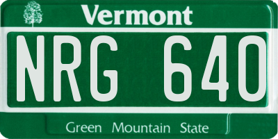 VT license plate NRG640