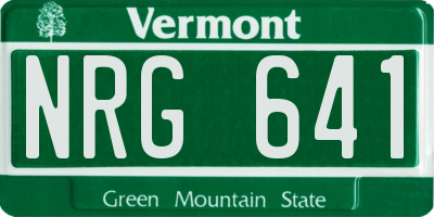 VT license plate NRG641