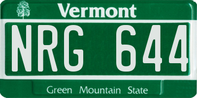 VT license plate NRG644