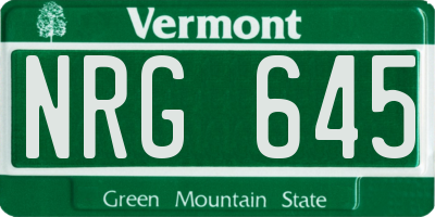 VT license plate NRG645