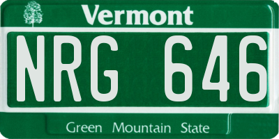 VT license plate NRG646