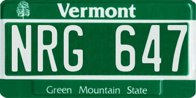 VT license plate NRG647