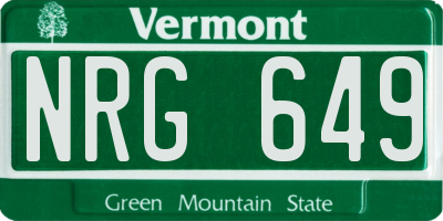 VT license plate NRG649