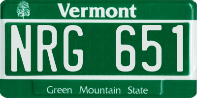 VT license plate NRG651