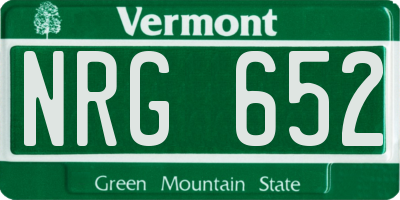 VT license plate NRG652