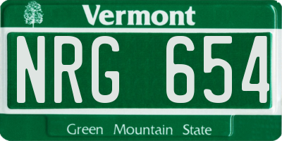 VT license plate NRG654