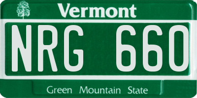 VT license plate NRG660