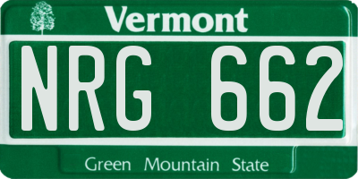 VT license plate NRG662