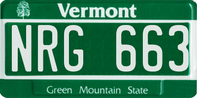 VT license plate NRG663