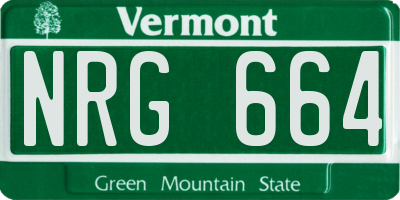 VT license plate NRG664