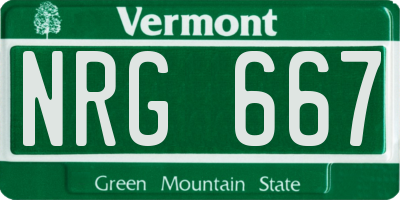 VT license plate NRG667