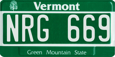 VT license plate NRG669