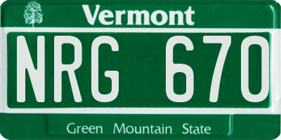 VT license plate NRG670