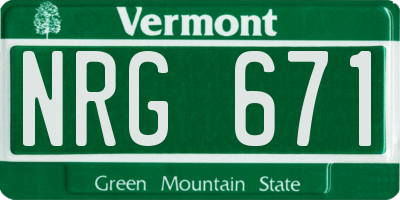 VT license plate NRG671