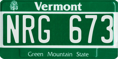 VT license plate NRG673