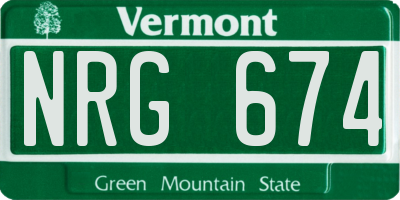 VT license plate NRG674