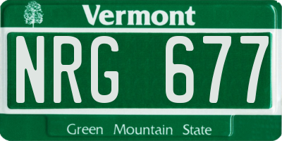 VT license plate NRG677