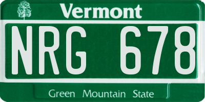 VT license plate NRG678