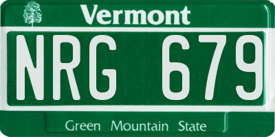 VT license plate NRG679