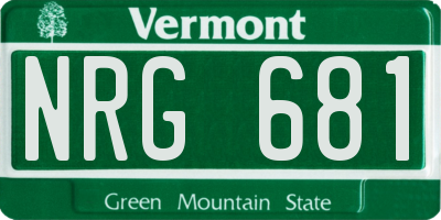VT license plate NRG681