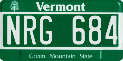 VT license plate NRG684