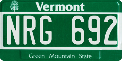 VT license plate NRG692