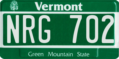 VT license plate NRG702