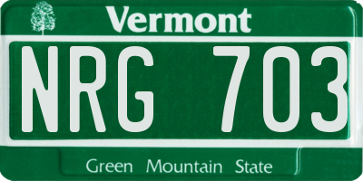 VT license plate NRG703