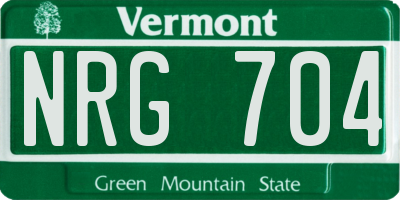 VT license plate NRG704
