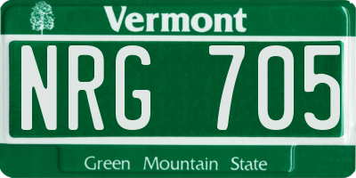 VT license plate NRG705