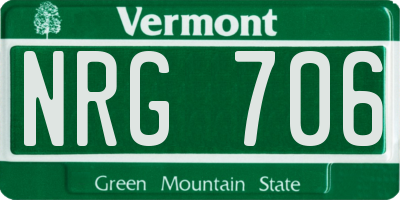VT license plate NRG706