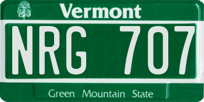 VT license plate NRG707