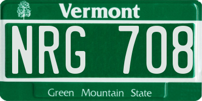 VT license plate NRG708