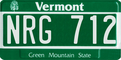 VT license plate NRG712