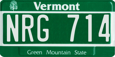 VT license plate NRG714