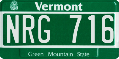VT license plate NRG716