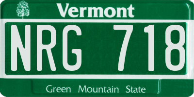 VT license plate NRG718
