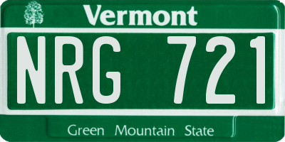 VT license plate NRG721