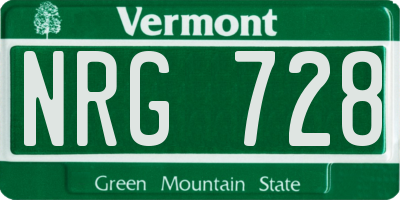 VT license plate NRG728
