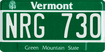 VT license plate NRG730