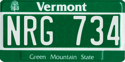VT license plate NRG734