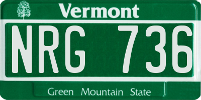 VT license plate NRG736